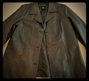 Brown Leather/Polyester Jacket by Dialogue